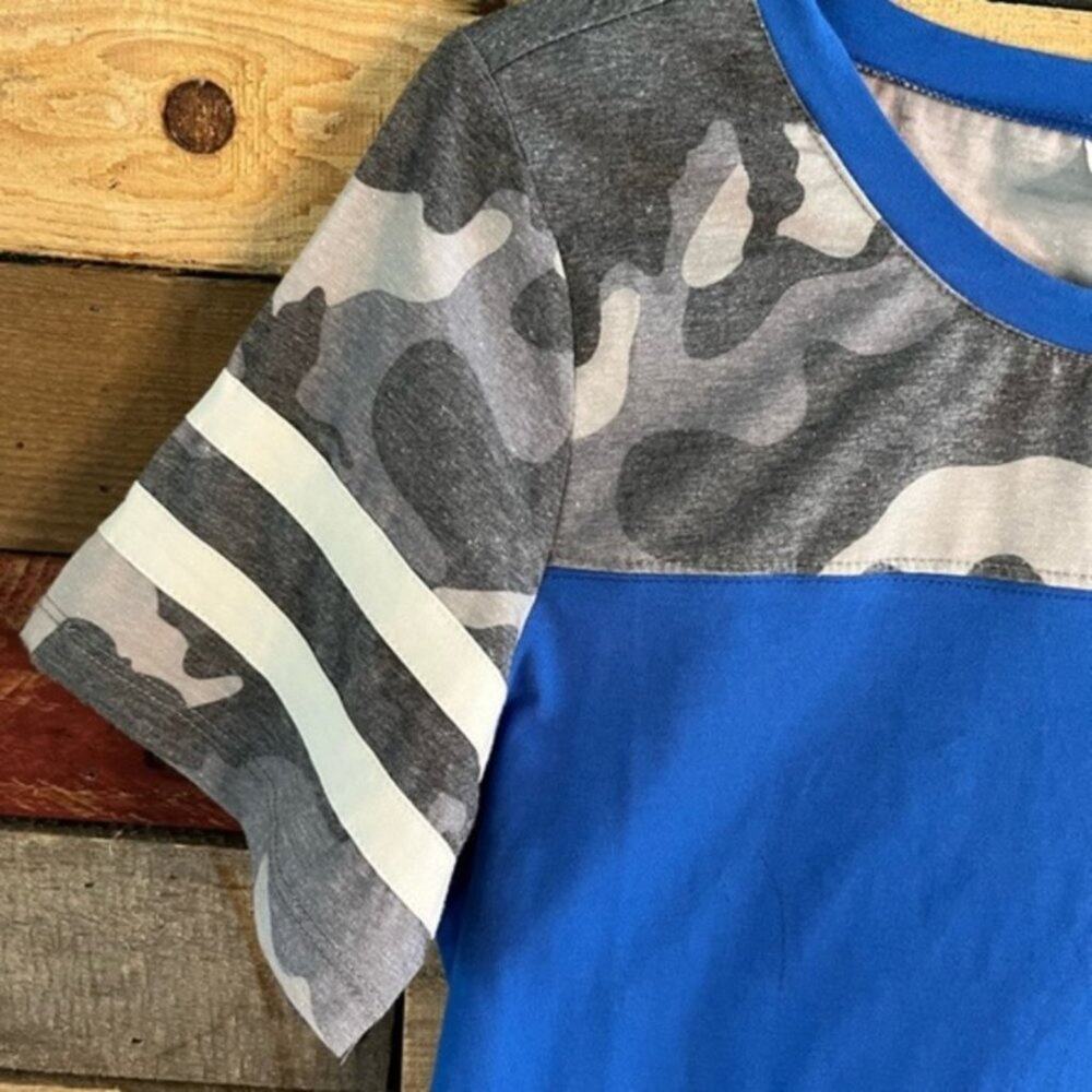 Sunshine‎ & Rodeos Blue Camo Top Size Small - Picture 5 of 13